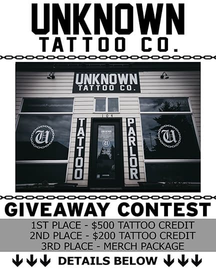 Free tattoo Instagram contest at Unknown Tattoo Co. in Everett Washington