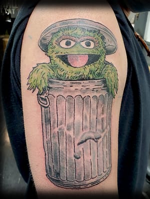Oscar the grouch by Devon  DLG Tattoos Damaged Legacy  Facebook